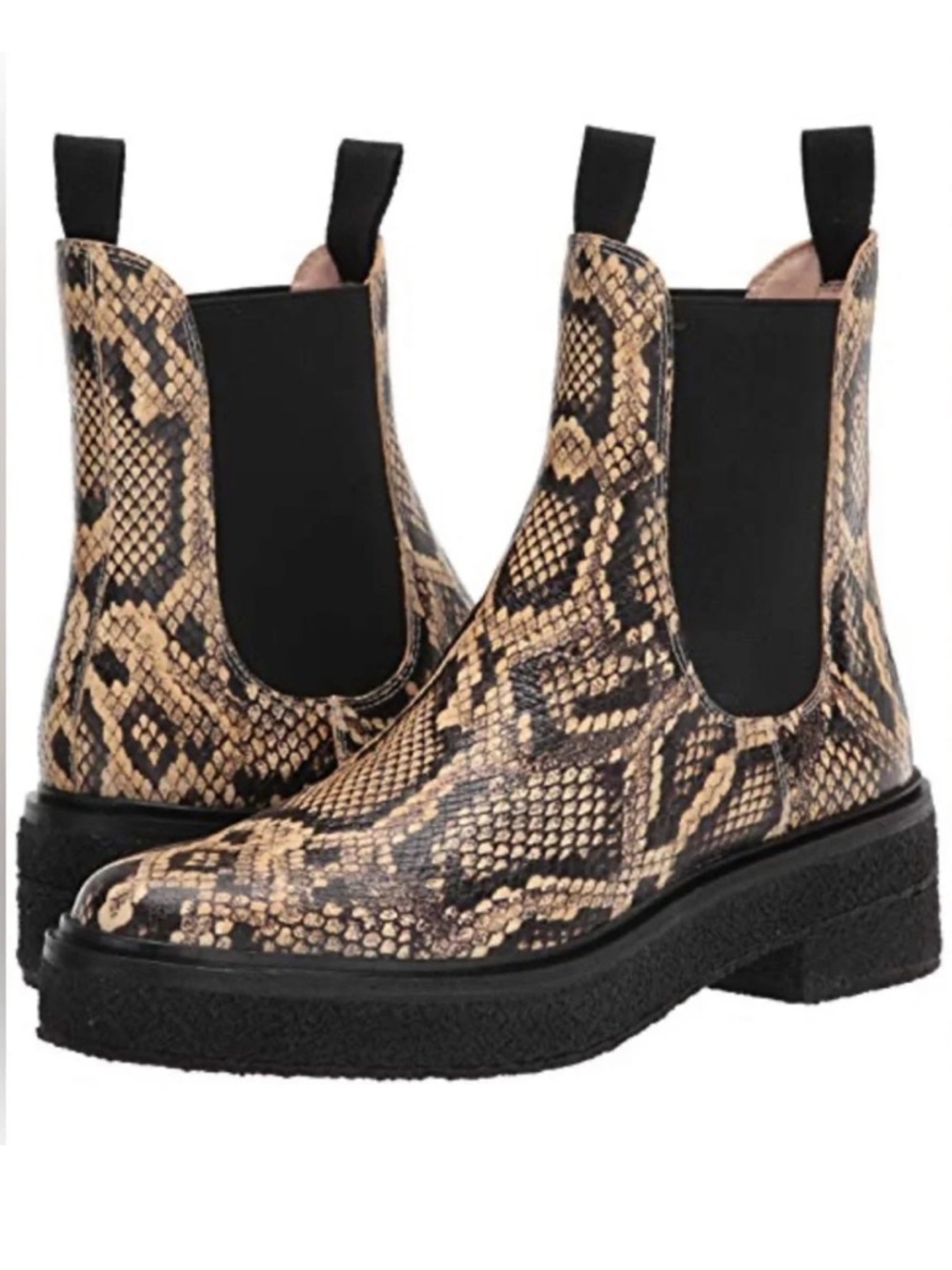 Loeffler Randall Raquel Snake Print Chelsea Boots Anthropology